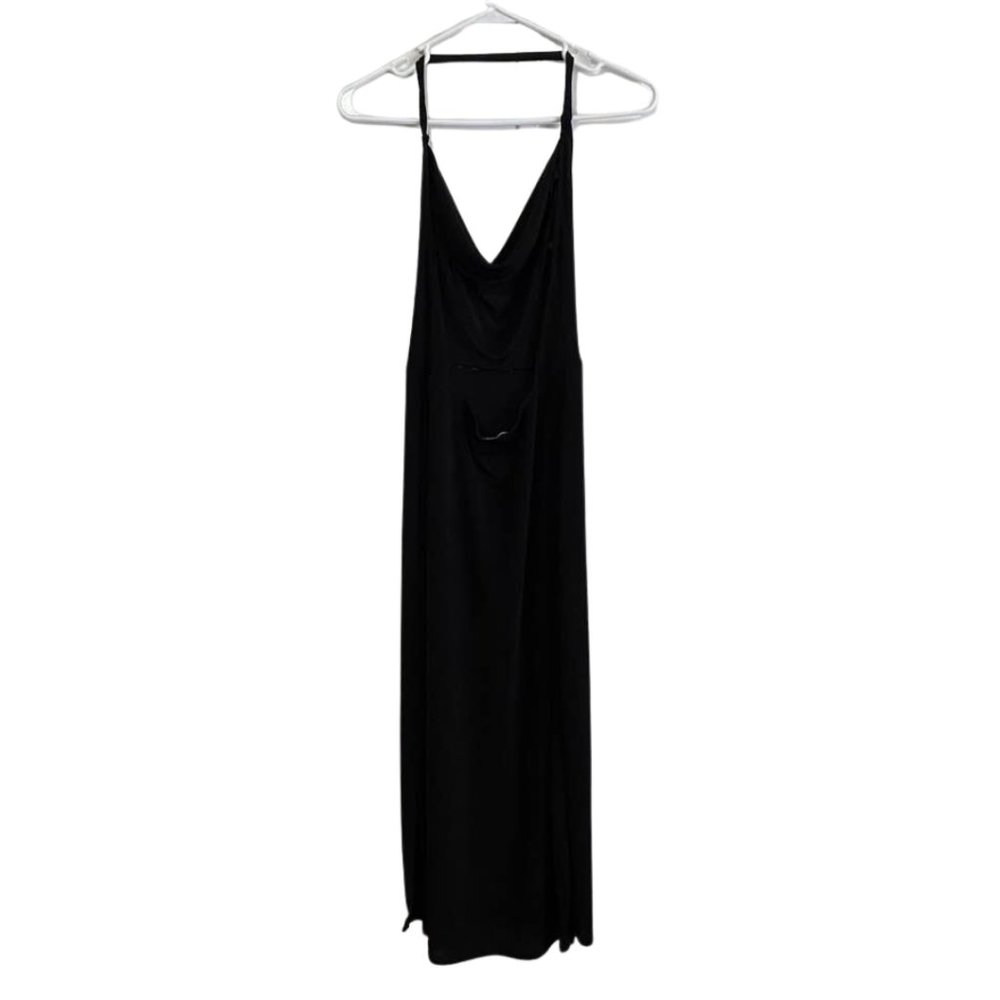 Free People Intimately Black Cowl Neck Strappy Back Maxi Dress Small Slit - Picture 2 of 10